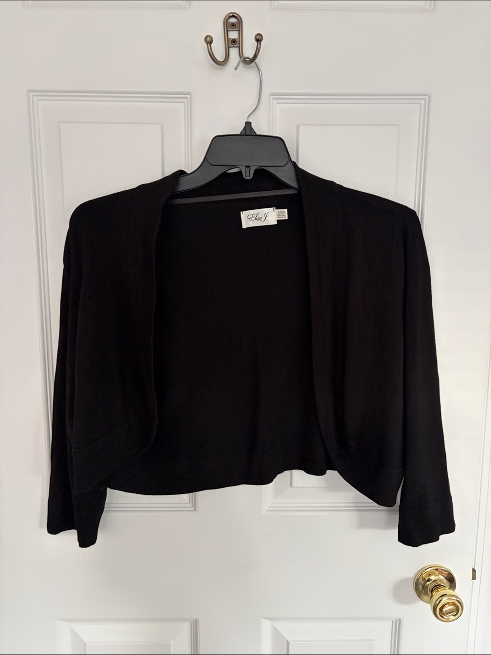 Eliza J Women's Black Open-Front Cropped Cardigan Sweater